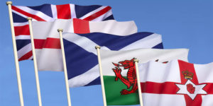 Banderas de paises que conforman el Reino Unido