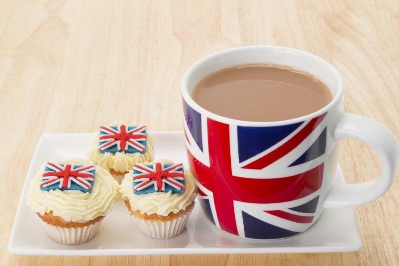 Tazas de té con diseño británico